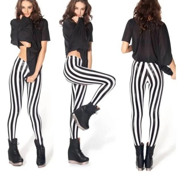 BlackMilk Beetlejuice Striped Leggings - Picture 1 of 3